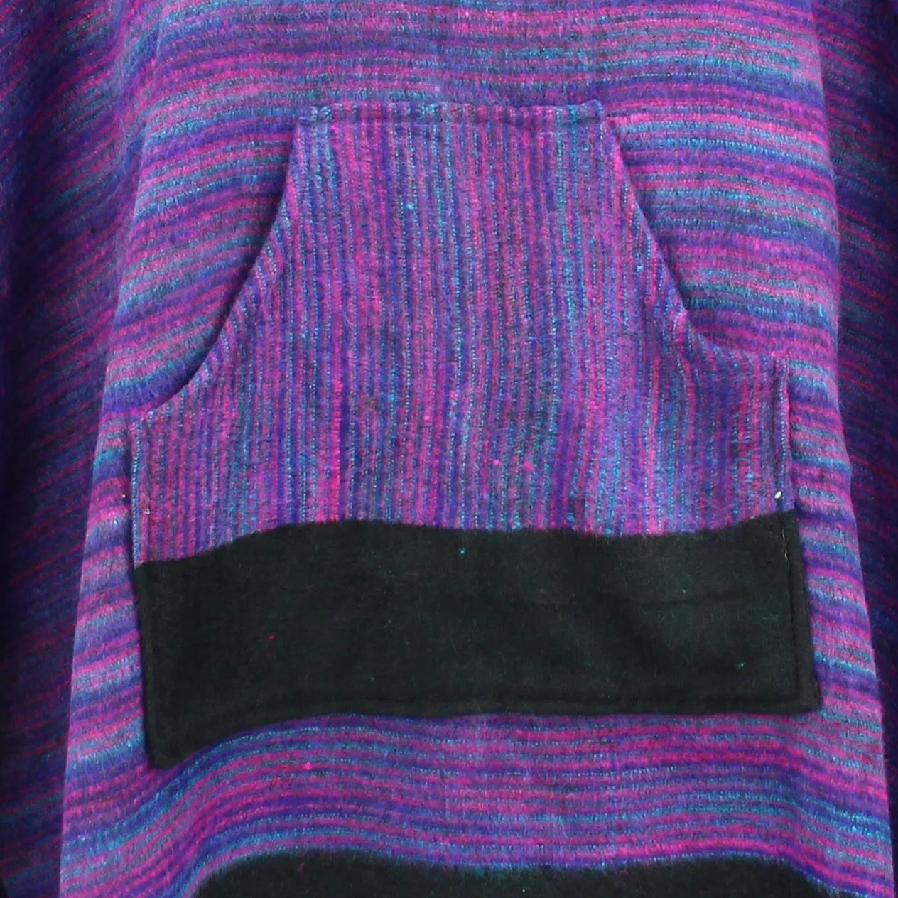 Soft Vegan Wool Hooded Tibet Poncho - Purple & Black