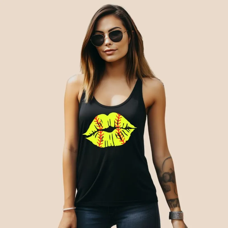 Softball Lips Women's Racerback Tank