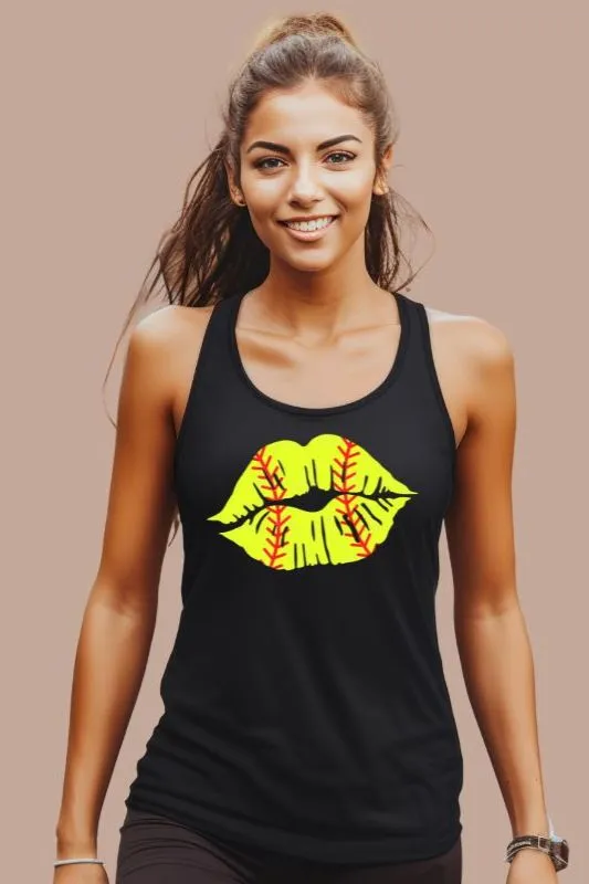 Softball Lips Women's Racerback Tank