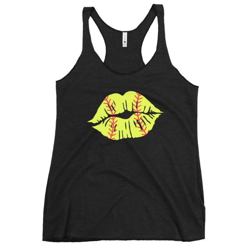 Softball Lips Women's Racerback Tank