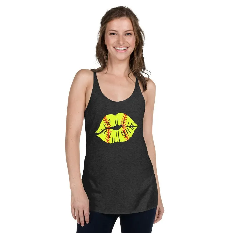 Softball Lips Women's Racerback Tank