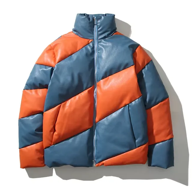 Spiral Color Contrast Padded Parka