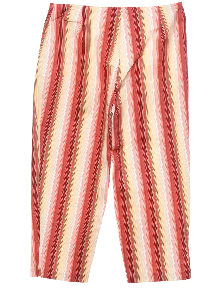 Striped Yellow, Pink & White Casual Trousers - W32 L23