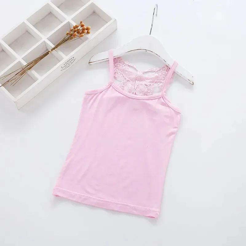 Summer Lace T Shirt For Girls Women Crop Top 3d Bow Tops Family Matching Outfits Underwear Sleeveless Tees