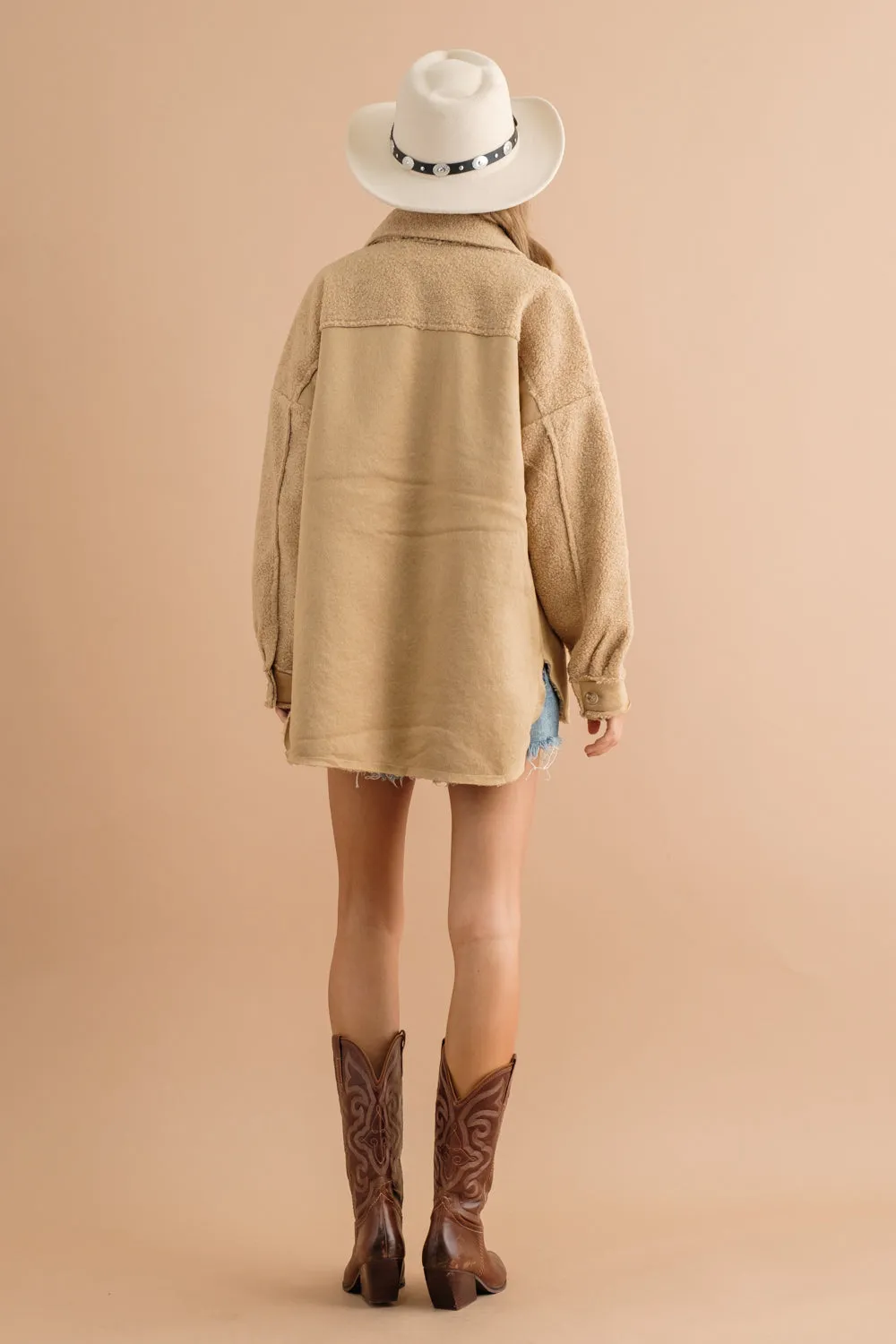 Tan Suede Teddy Oversized Jacket