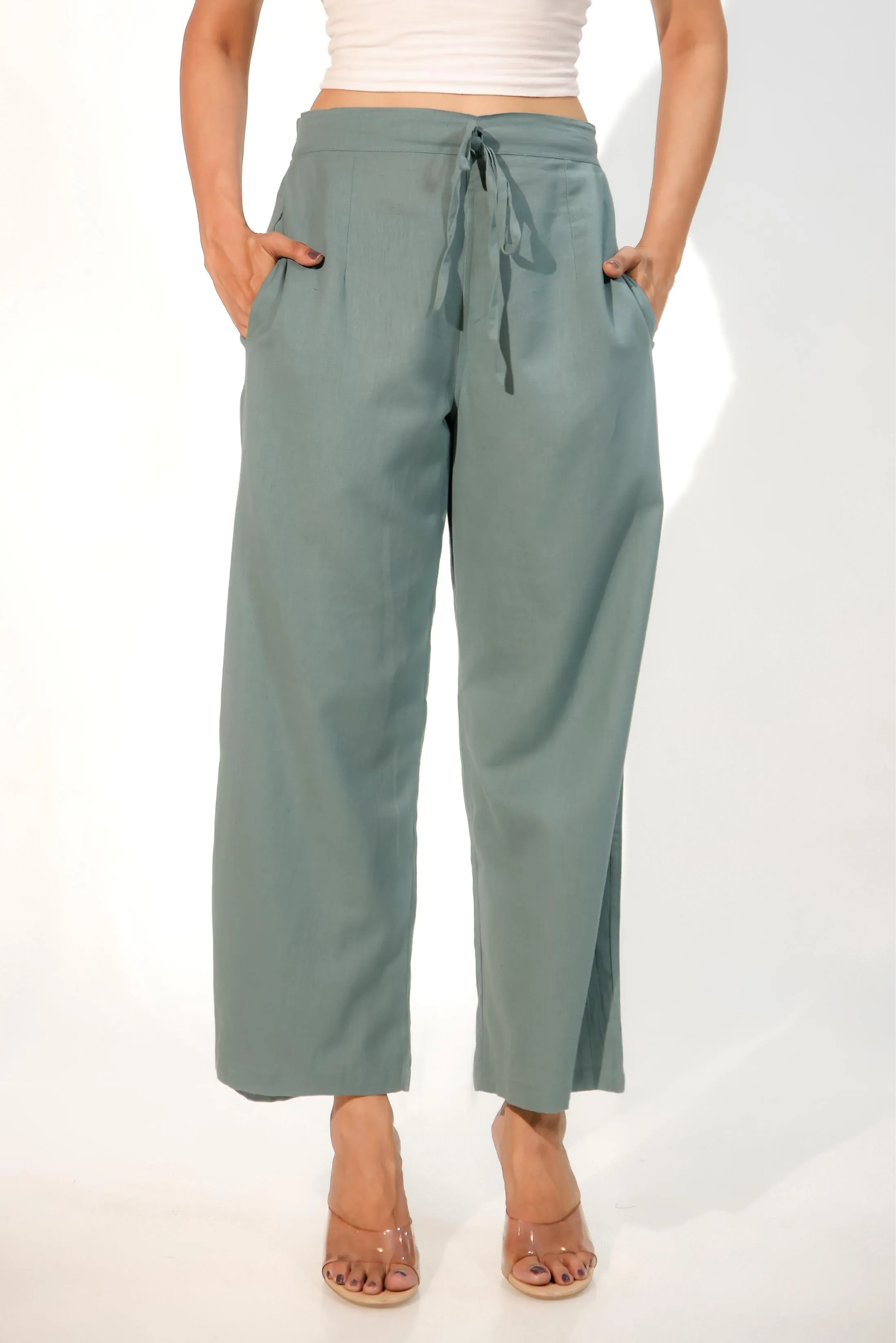 Teal Green Women's Plazzo Trousers