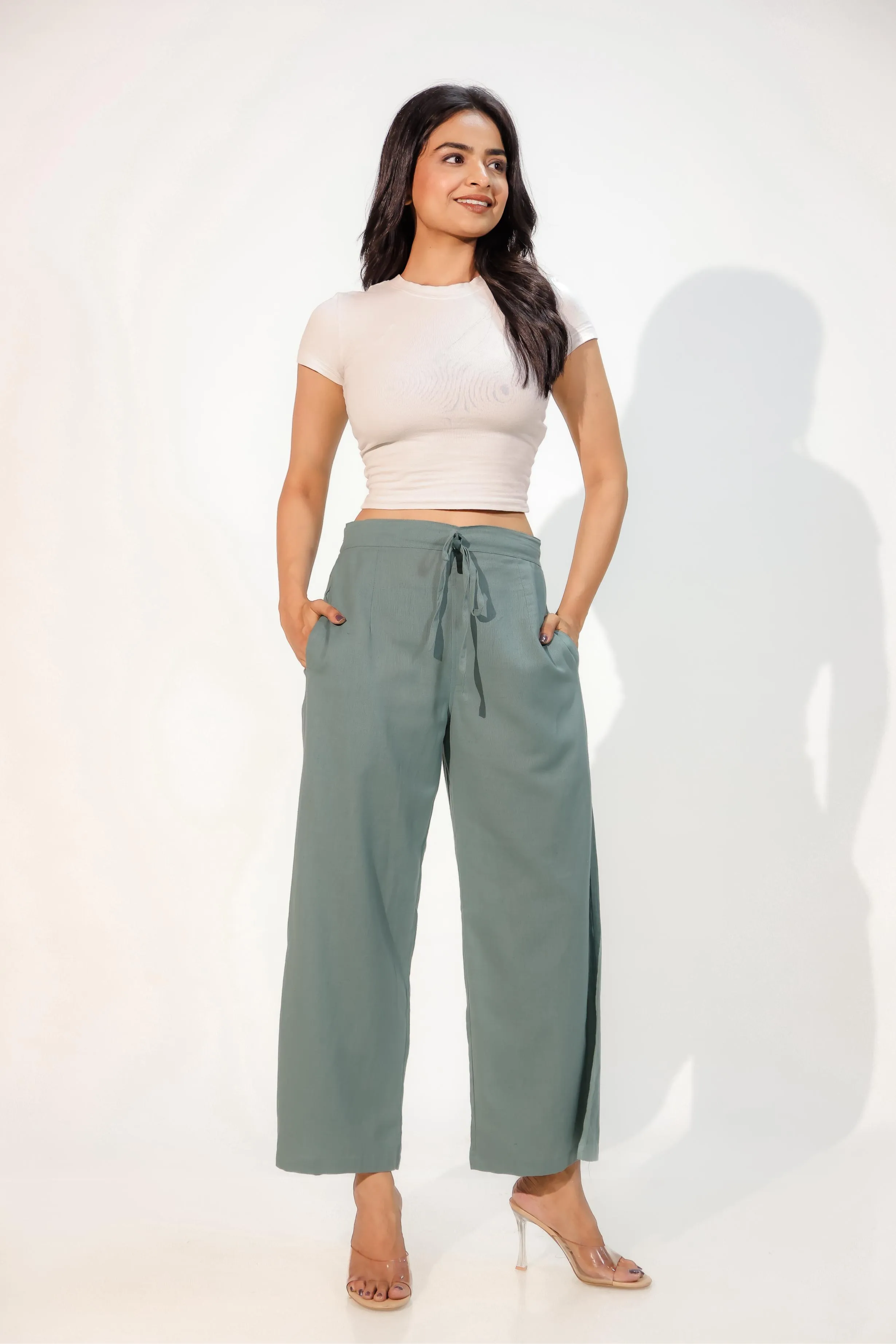 Teal Green Women's Plazzo Trousers