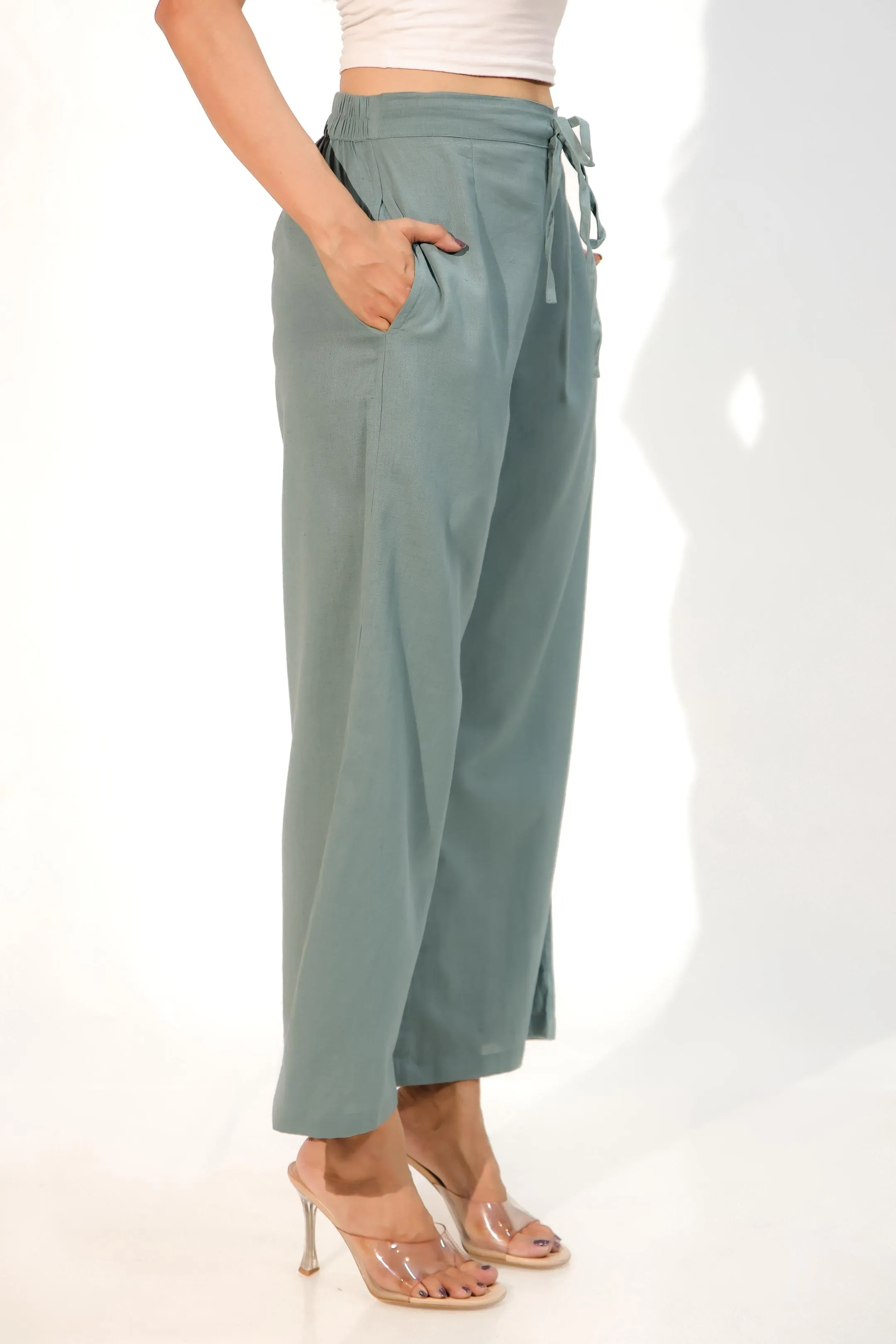 Teal Green Women's Plazzo Trousers