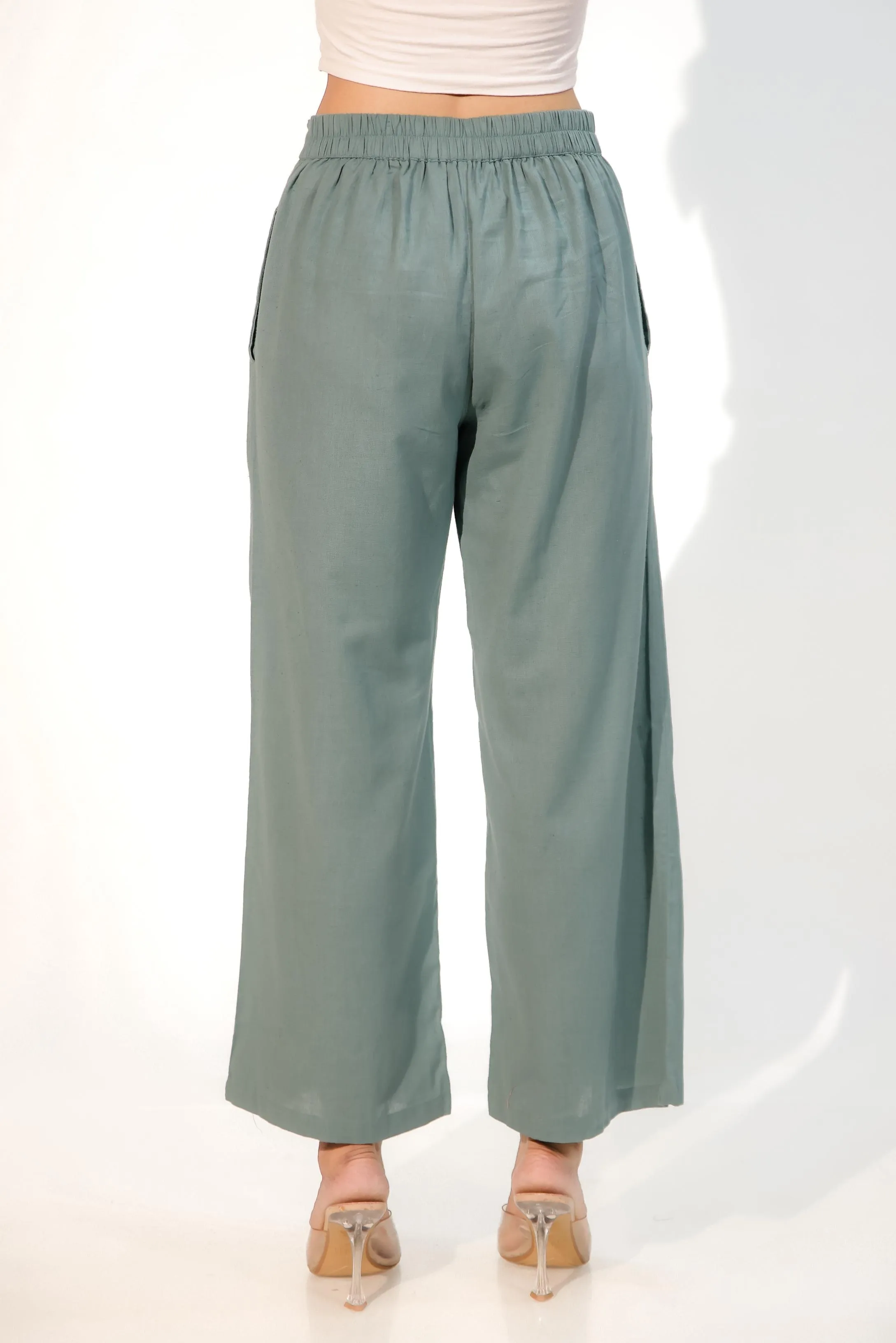 Teal Green Women's Plazzo Trousers