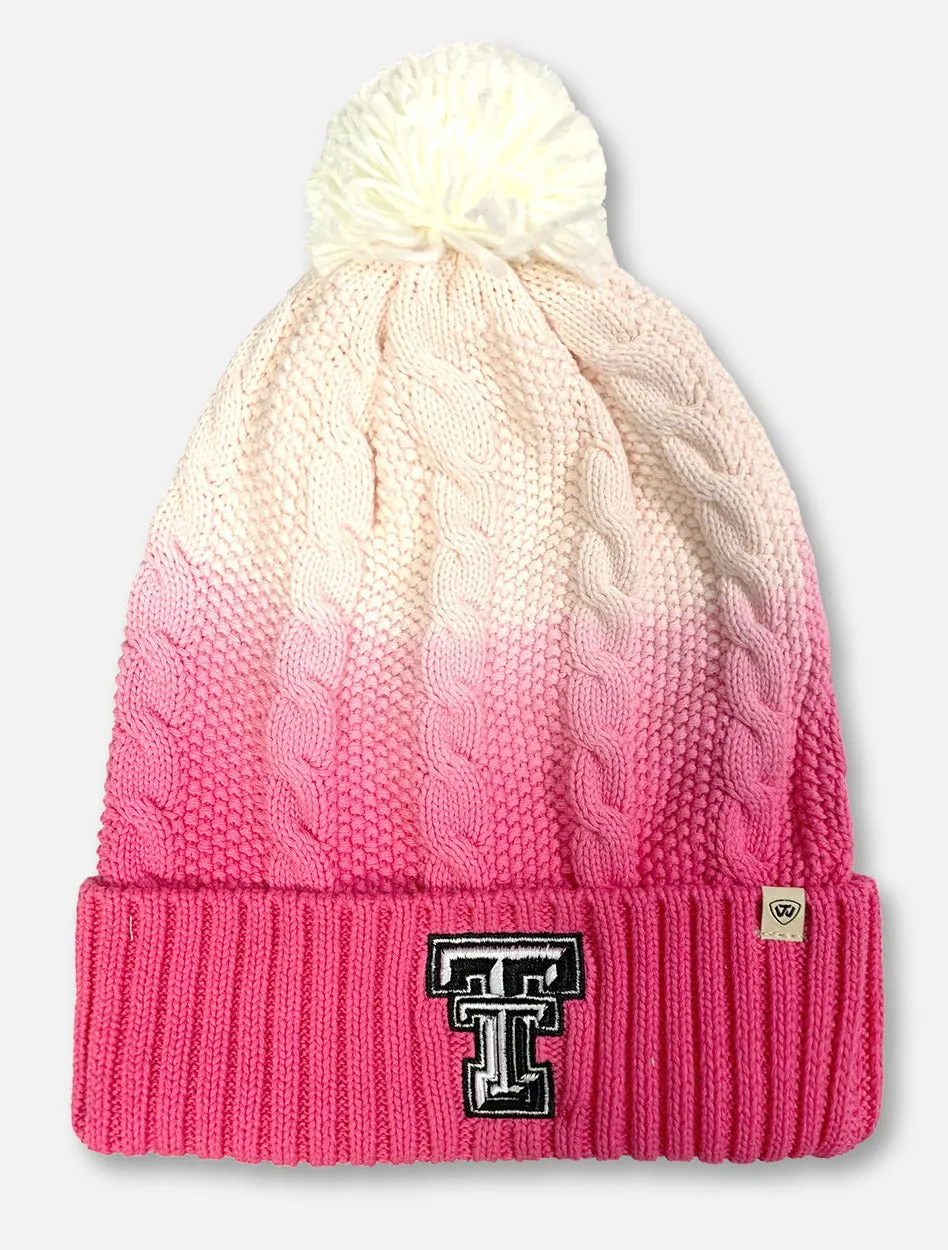 Texas Tech Red Raiders Double T YOUTH  "Dissolve" Pink Pom Beanie