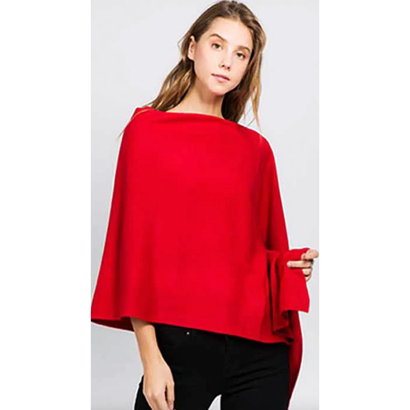 The Lizzie Red Lightweight Poncho