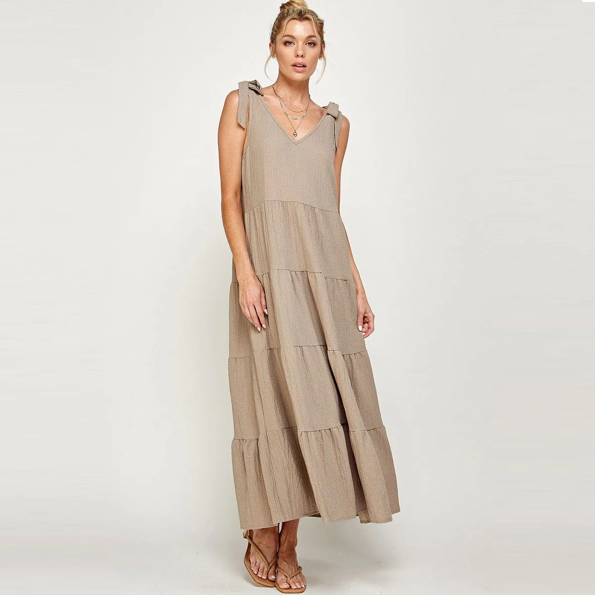 Tie-Shoulder Boho Maxi Dress