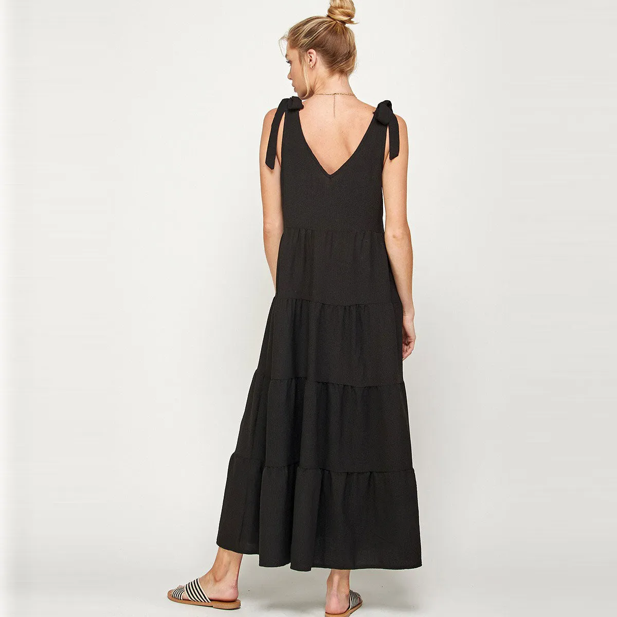 Tie-Shoulder Boho Maxi Dress