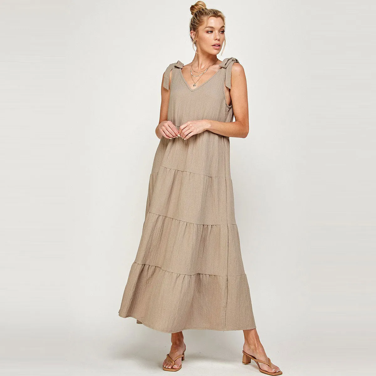 Tie-Shoulder Boho Maxi Dress