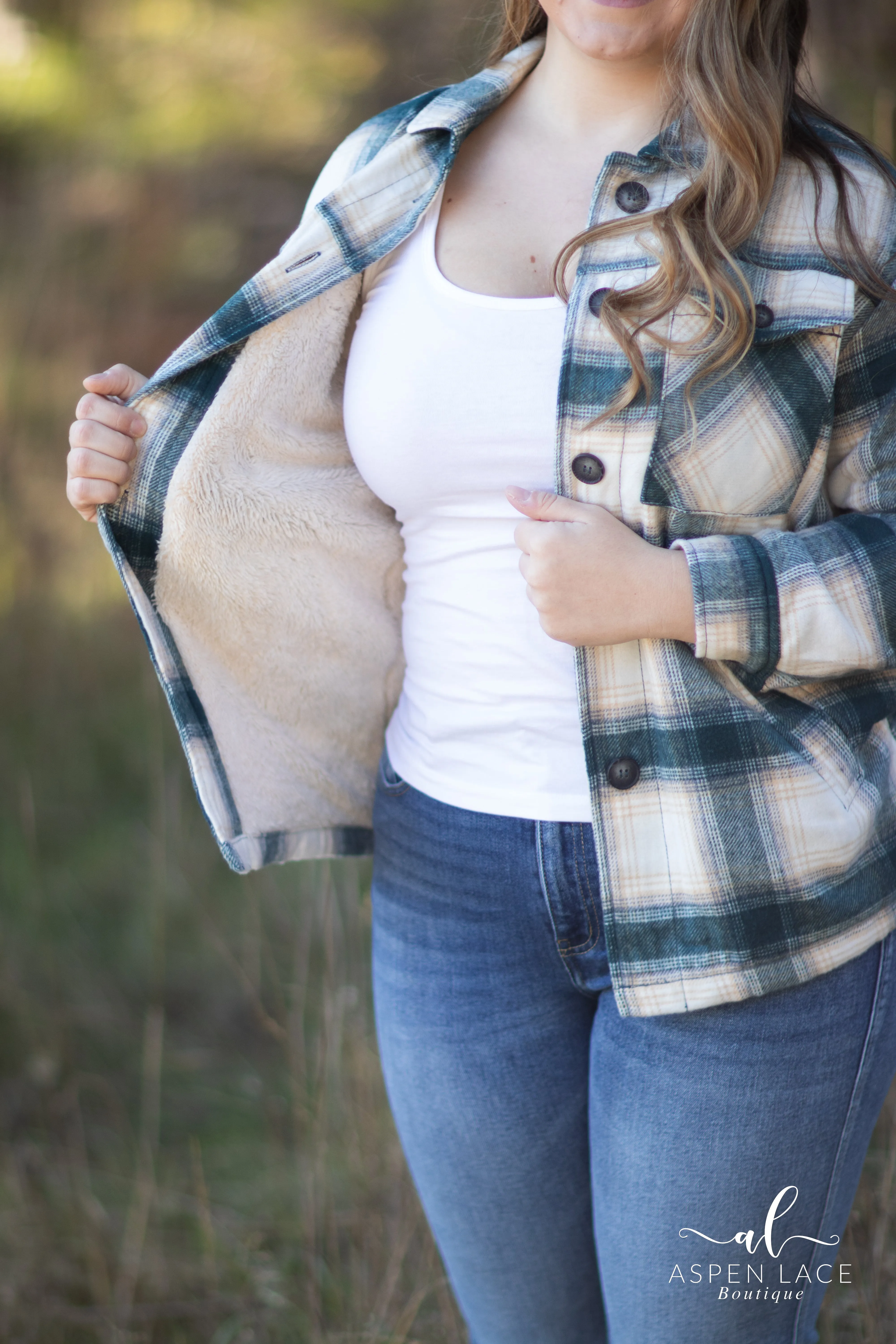 Turner Sherpa Lined Shacket (Teal Blue)