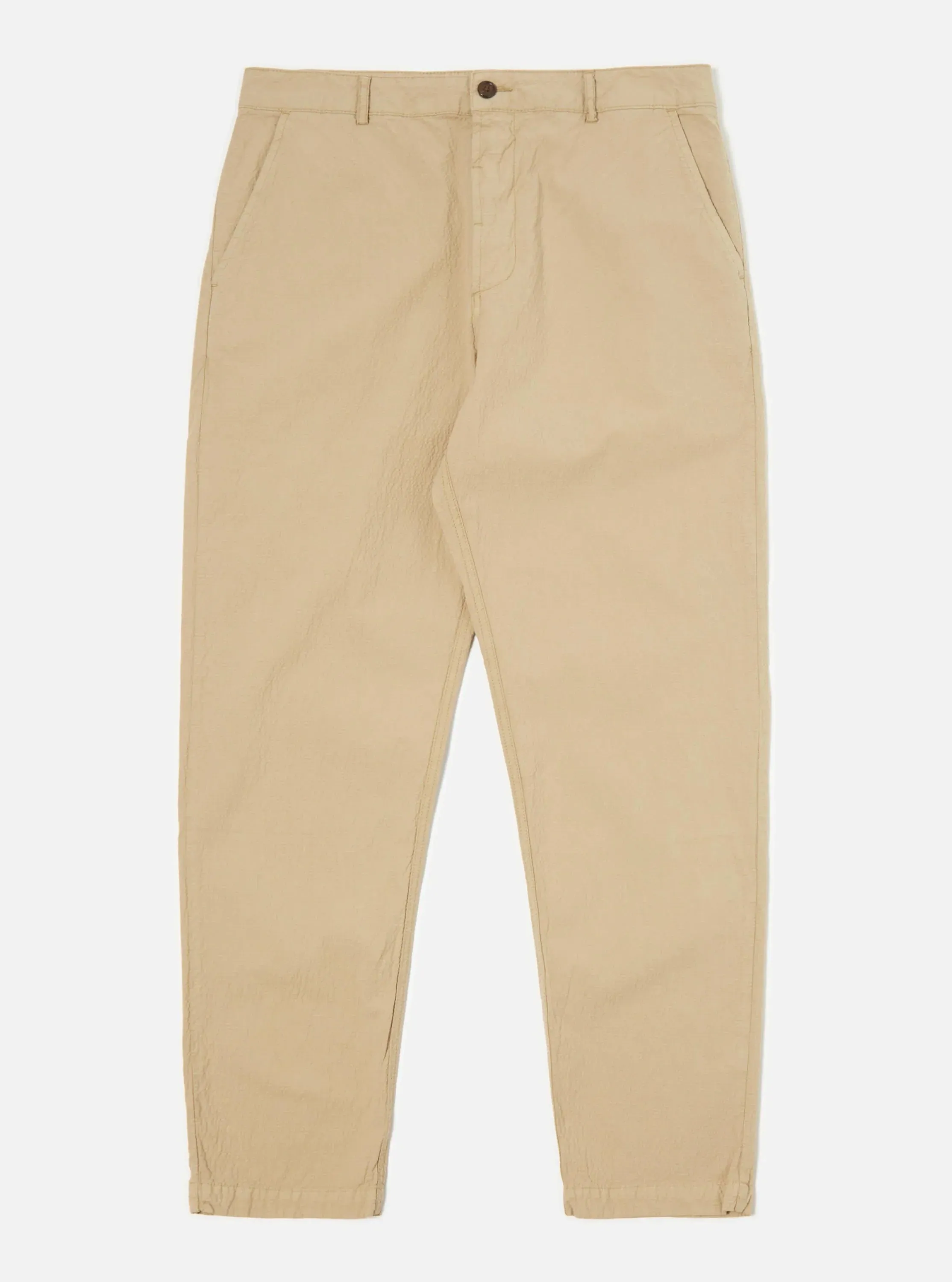 Universal Works Military Chino In Summer Oak Seersucker II