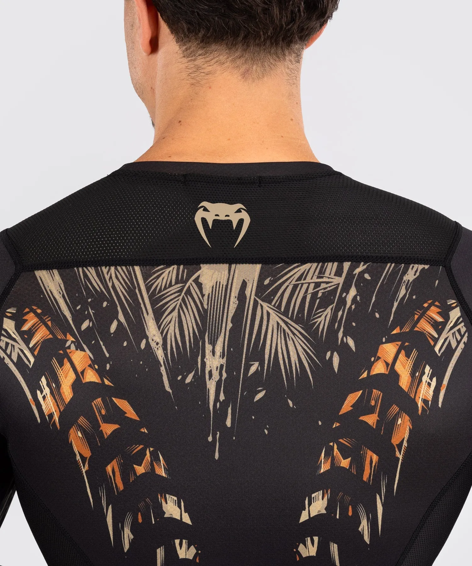 Venum Tiger Men's Long Sleeve Rashguard - Black/Neon Orange