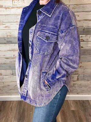 Vintage Washed Corduroy Shacket - Grape