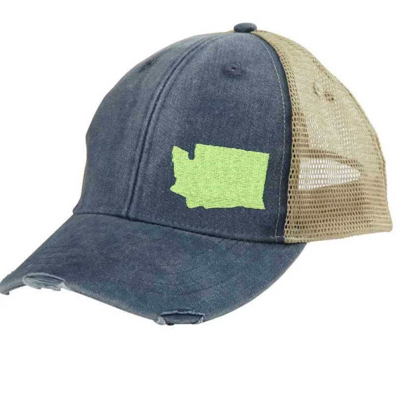 Washington  Hat | Distressed Snapback Trucker | state cap | many color choices