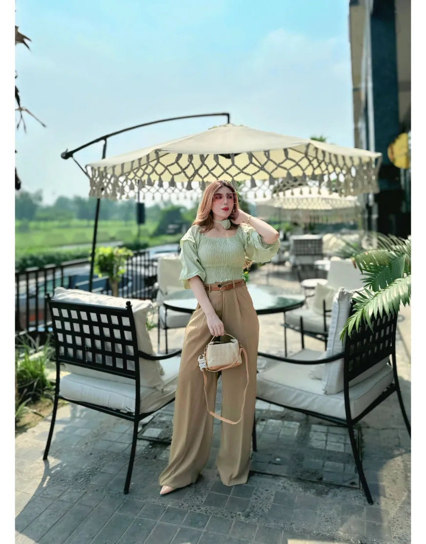 Wide Georgette Pants Beige