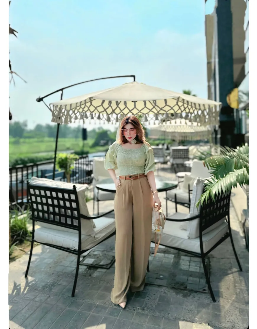 Wide Georgette Pants Beige