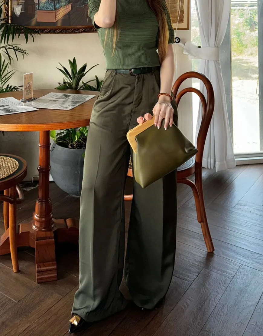 Wide Georgette Pants Olive