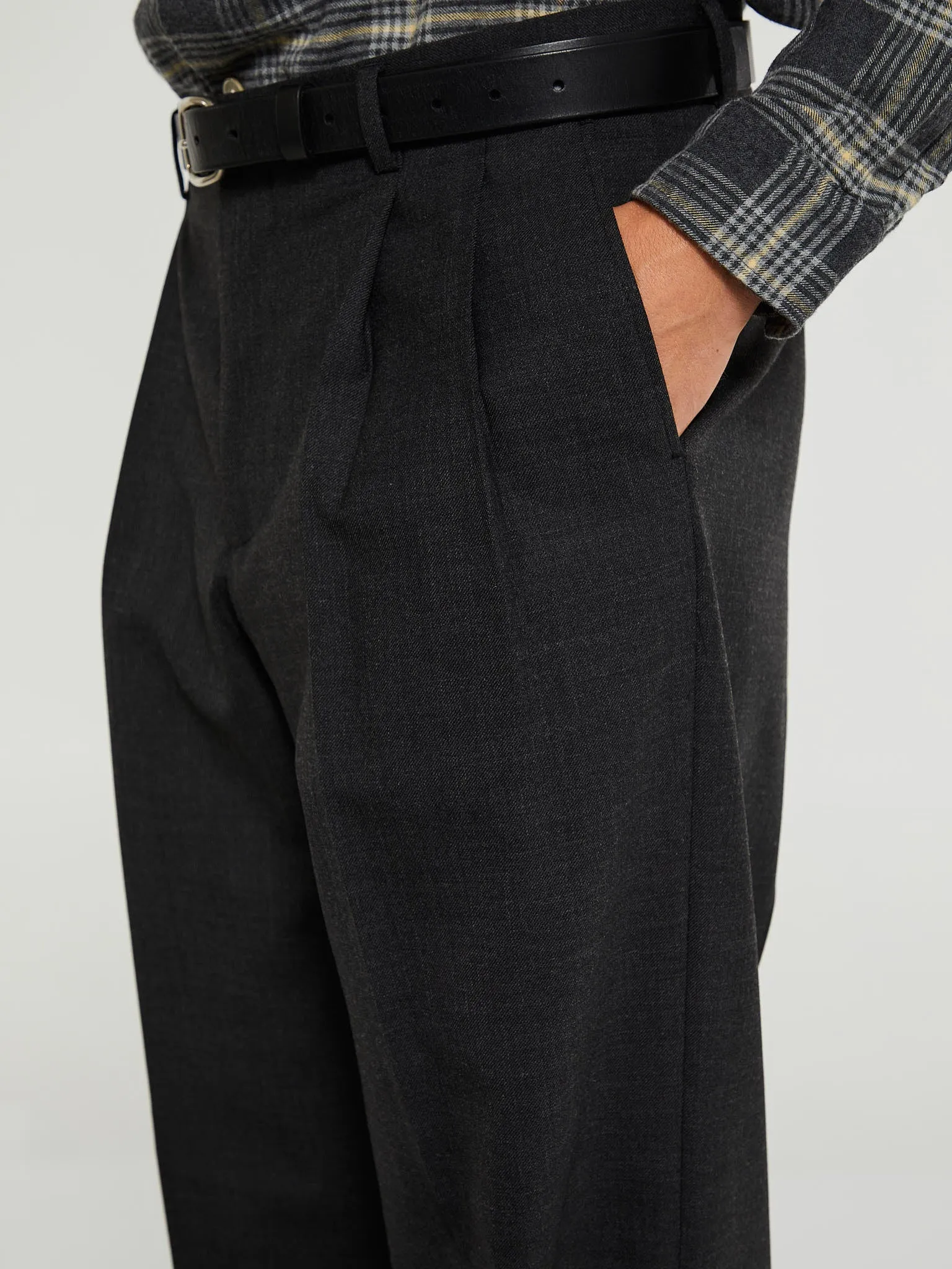 Wide Pleated Trousers in Anthracite