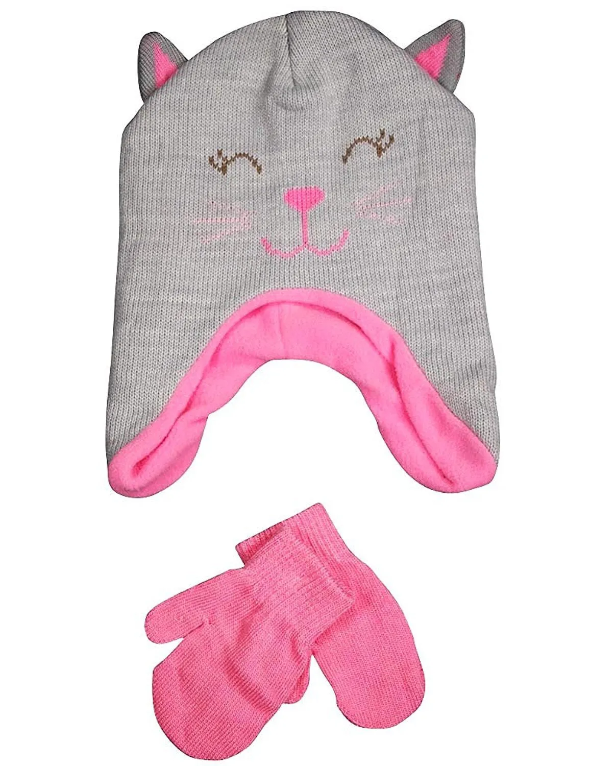 Winter Warm-Up - Little Girls Hat and Mitten Set Fits 2-4