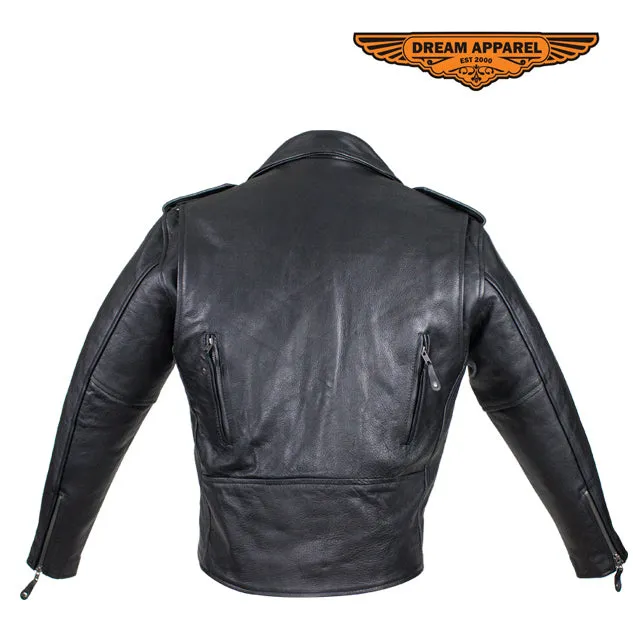 Womens Black Naked Cowhide Leather Motorcycle Jacket W/ Half Belt