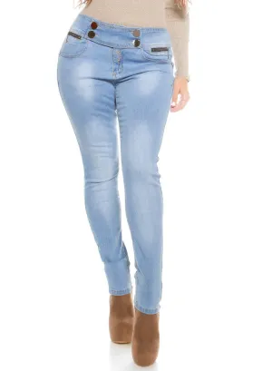 Women's Curvy Girl elasticated waist Stretchy blue Skinny jeans