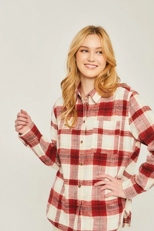 Womens Flannel Top Layering Shacket