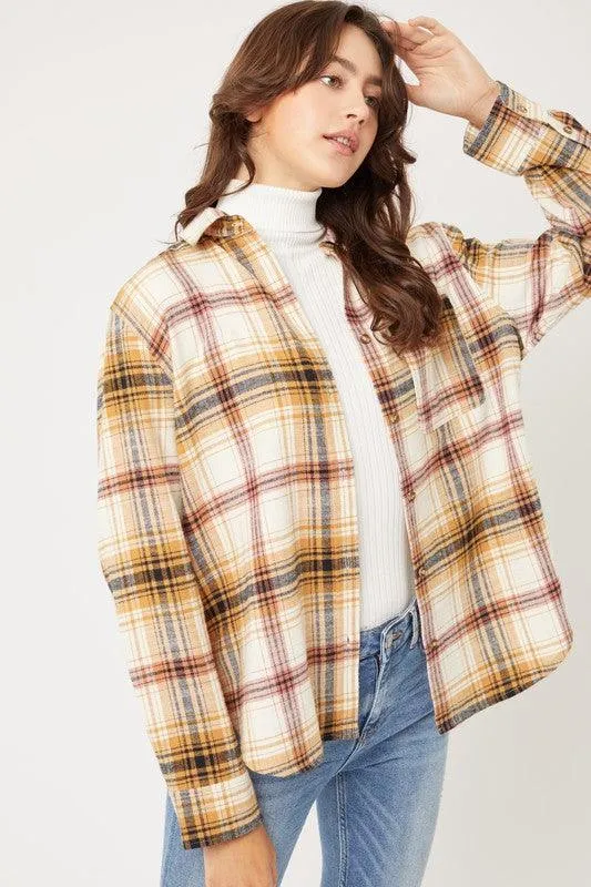 Womens Flannel Top Layering Shacket