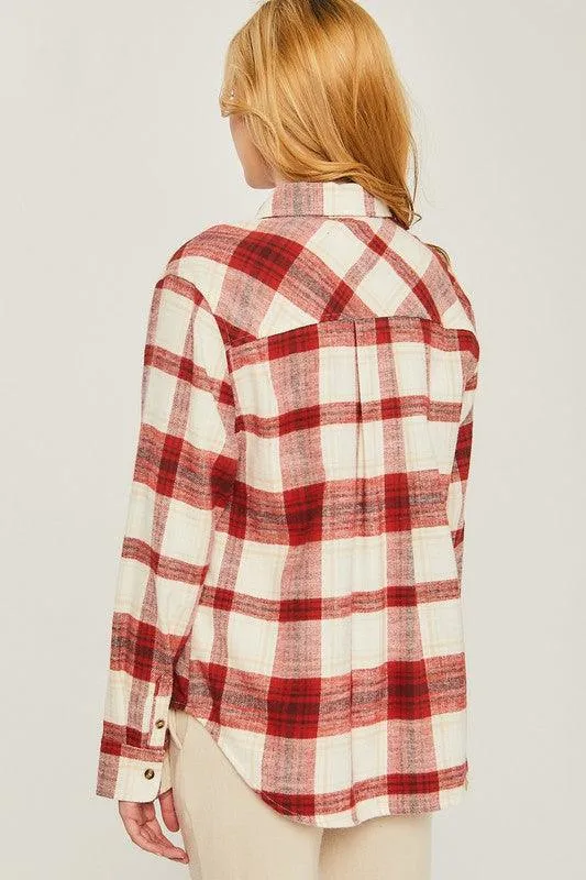 Womens Flannel Top Layering Shacket