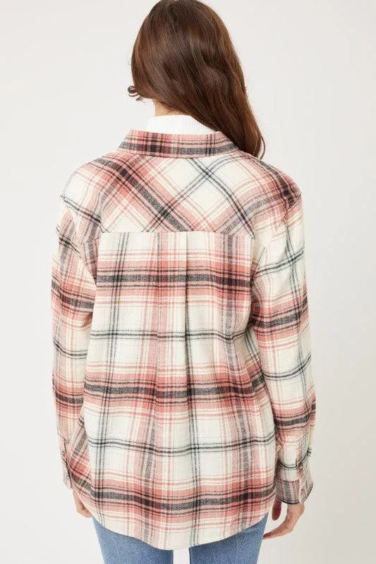 Womens Flannel Top Layering Shacket