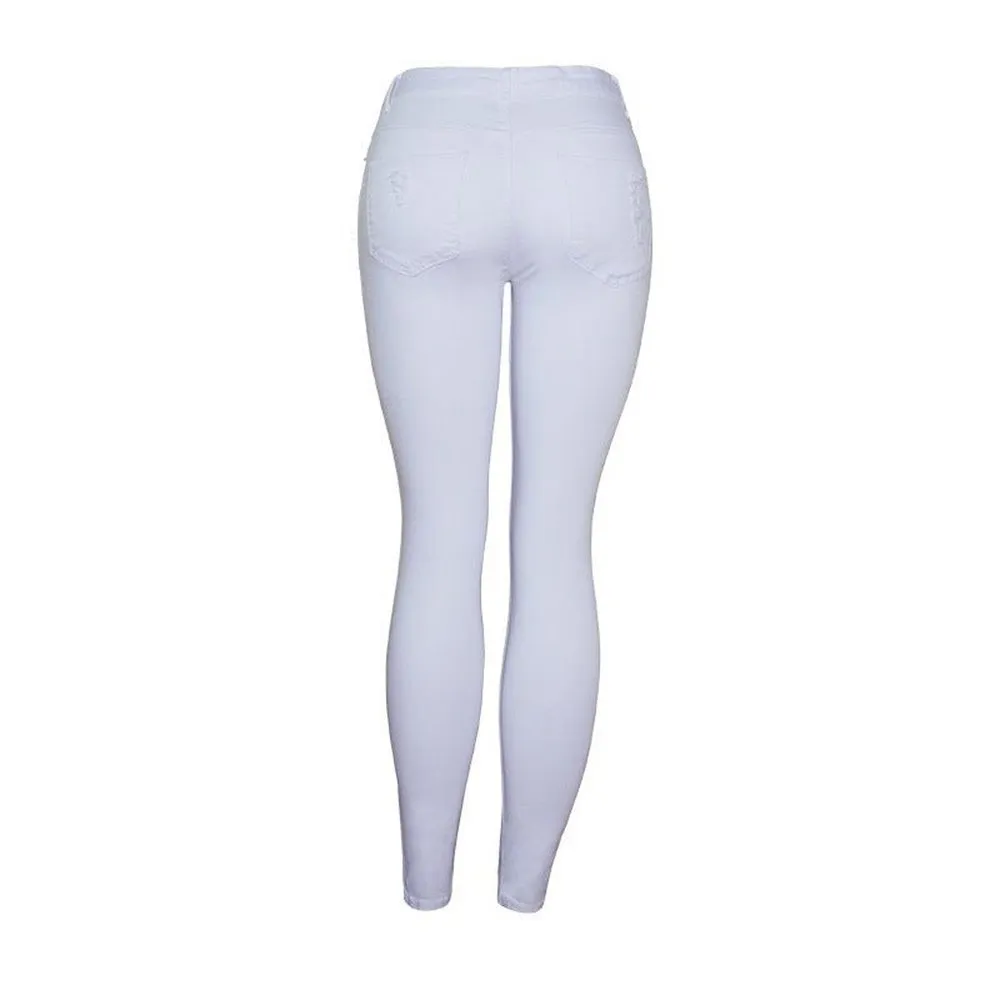 Women's White Slim Fit & High Waist Jeans