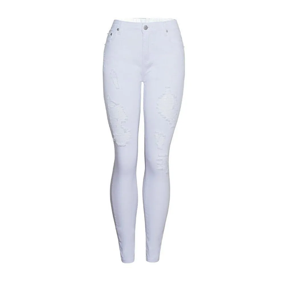 Women's White Slim Fit & High Waist Jeans