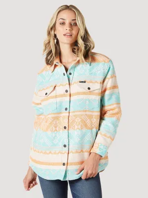 Women's Wrangler Southwestern Print Shacket In Sunset Blues