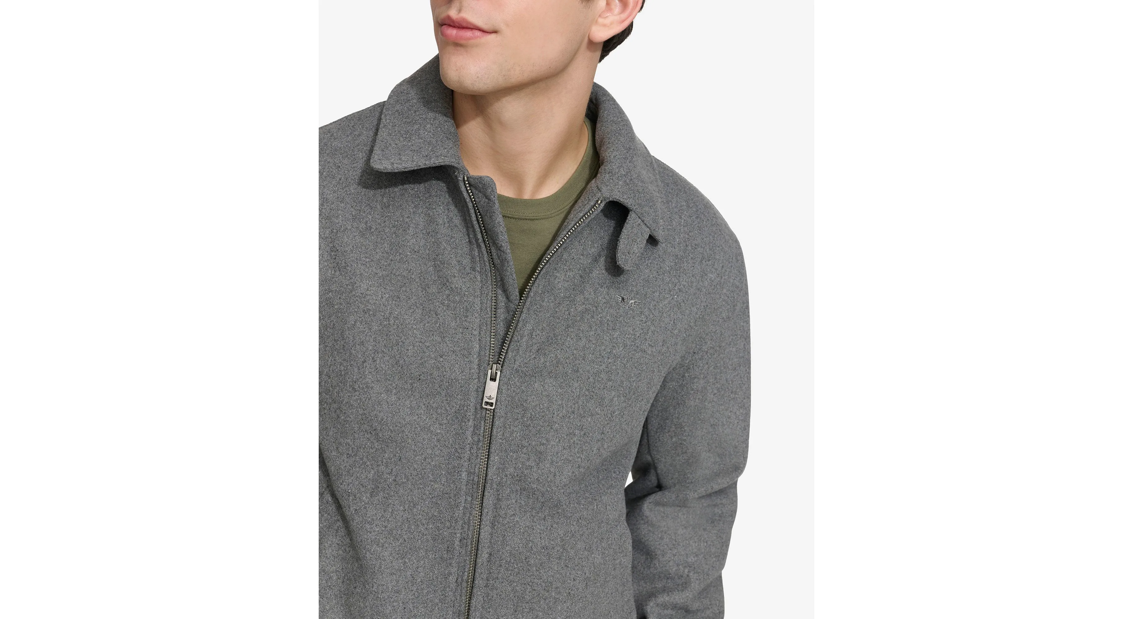 Wool Blend Laydown Collar Bomber Jacket