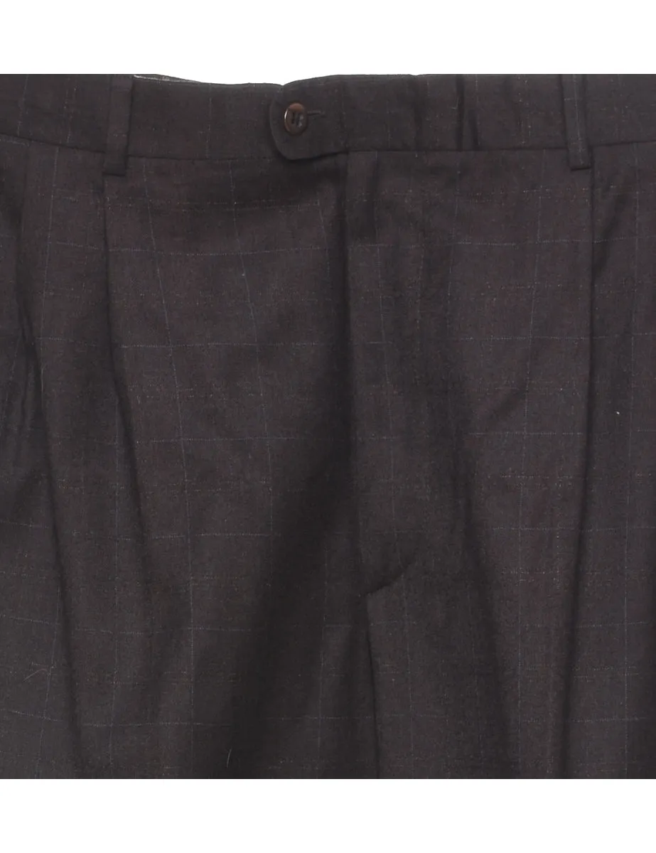 Wool Checked Pattern Trousers - W34 L31