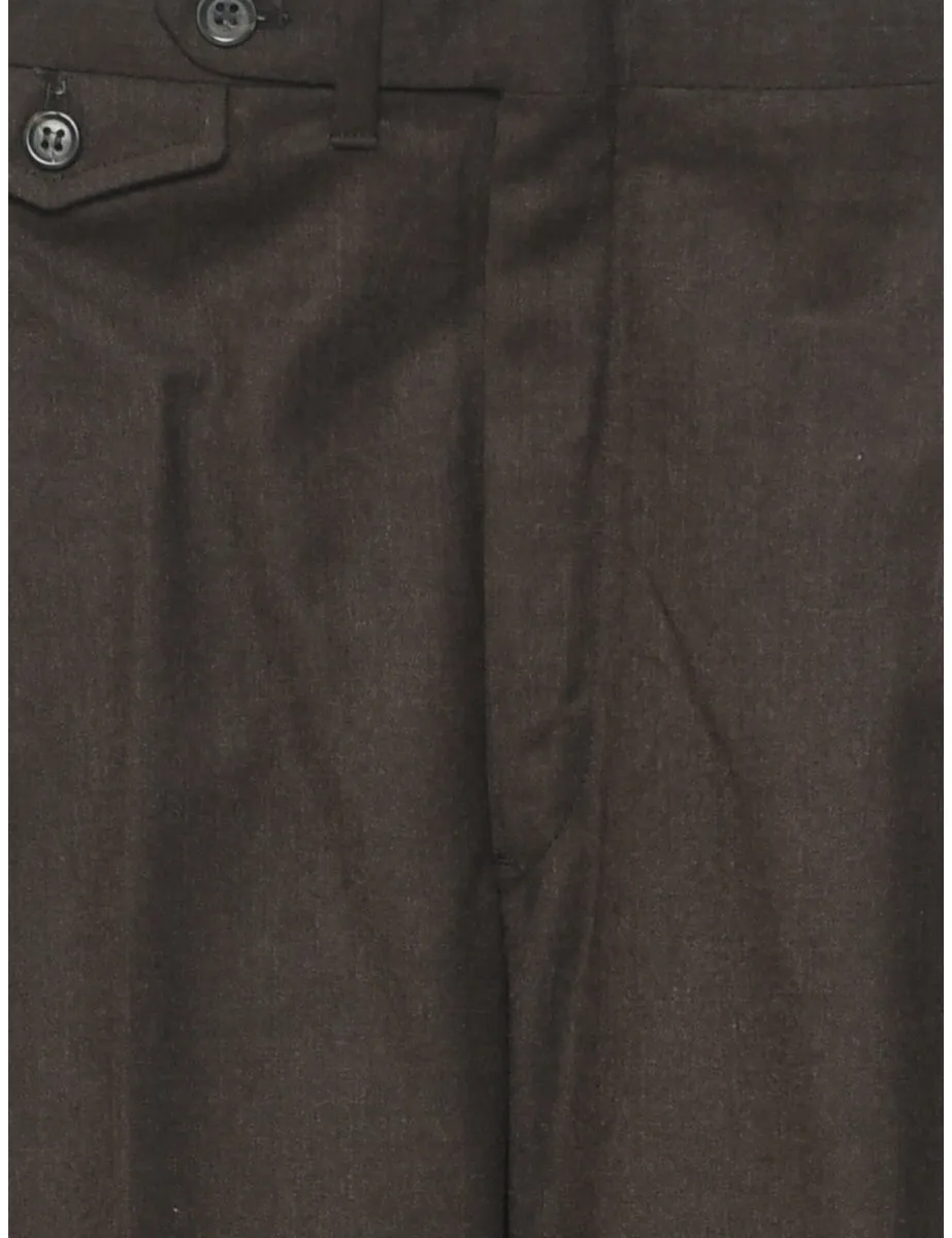 Wool Dark Brown Trousers - W34 L31