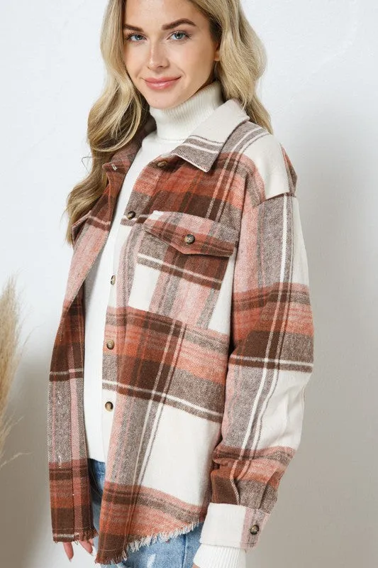 Yarn Dyed Plaid Shirt Jacket Shacket