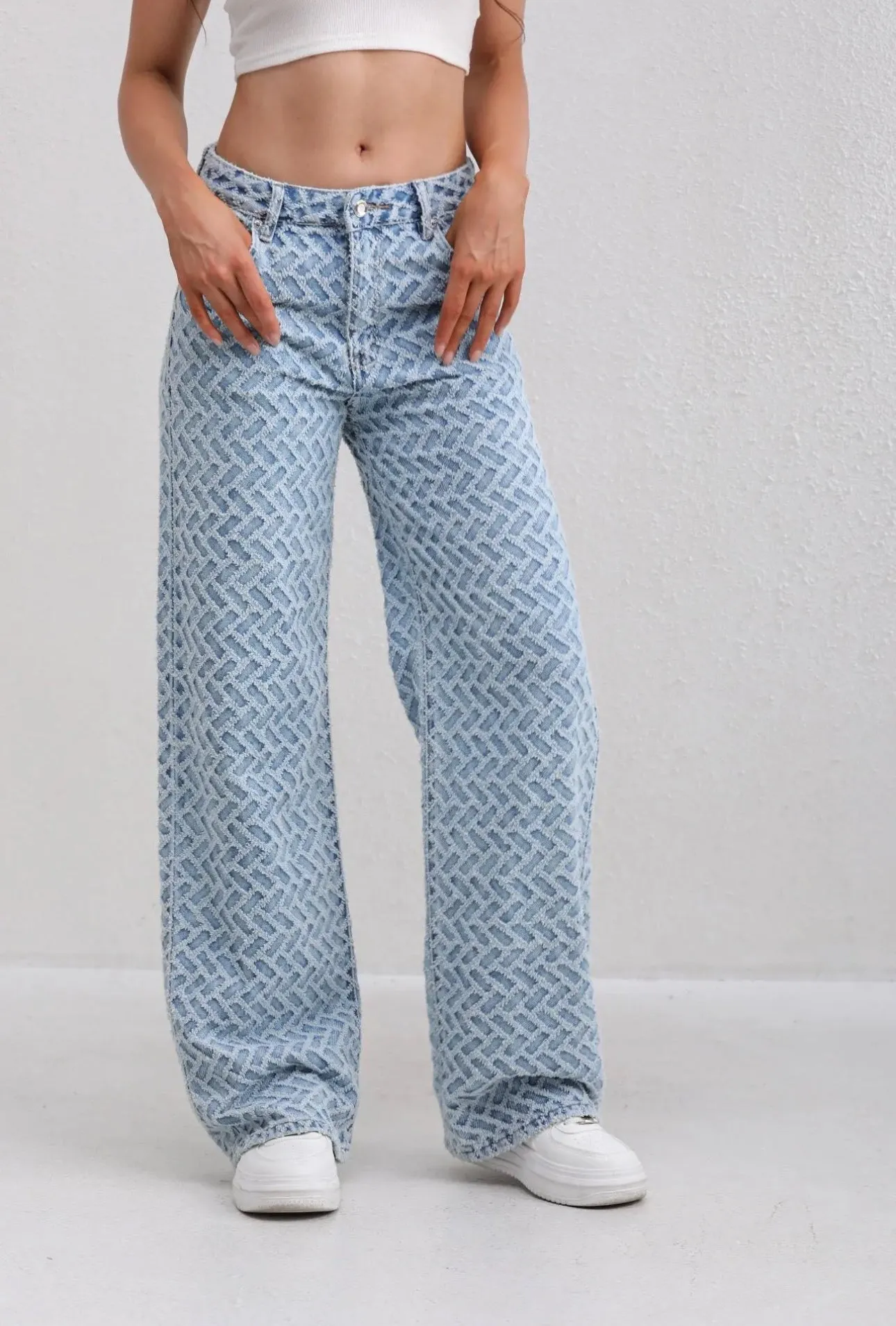 Zeena Denim Blue Patterned jeans