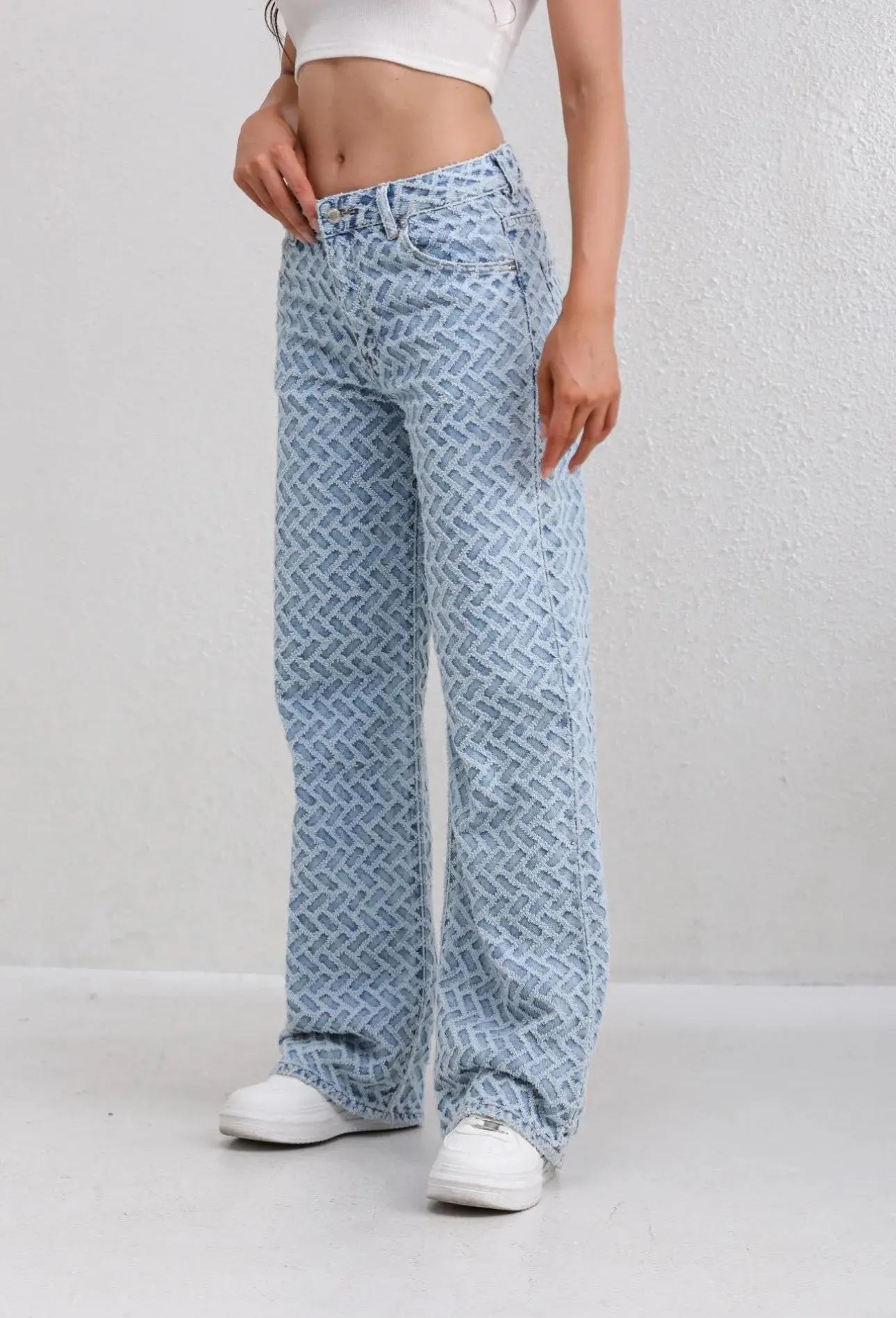 Zeena Denim Blue Patterned jeans